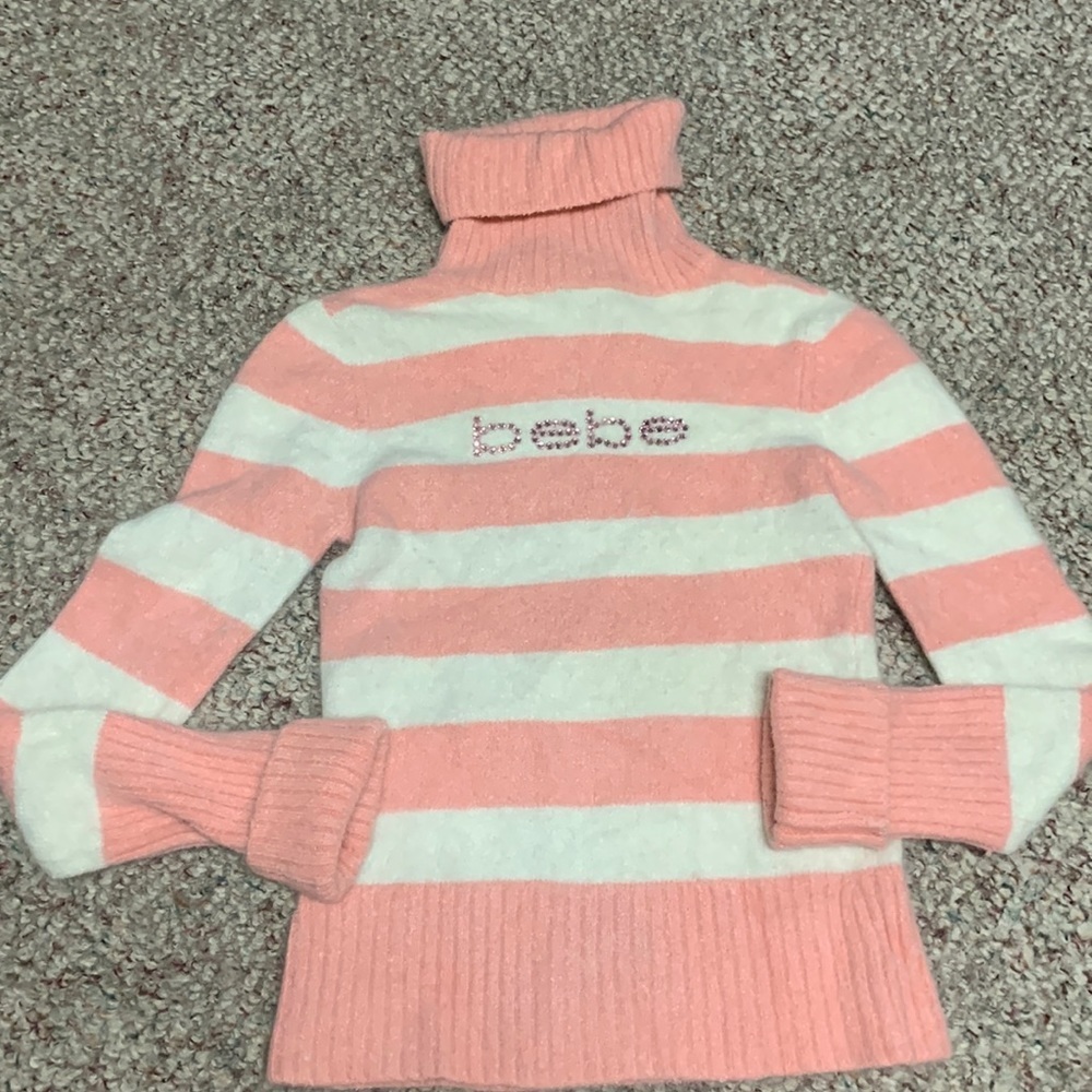 Bebe angora turtleneck rare bling rhinestone Swarovski crystals rabbit hair